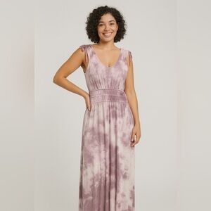 Pink Rose Ultra Soft Tie-Dye Maxi Dress in Mauve Pink Tones Size M NWT